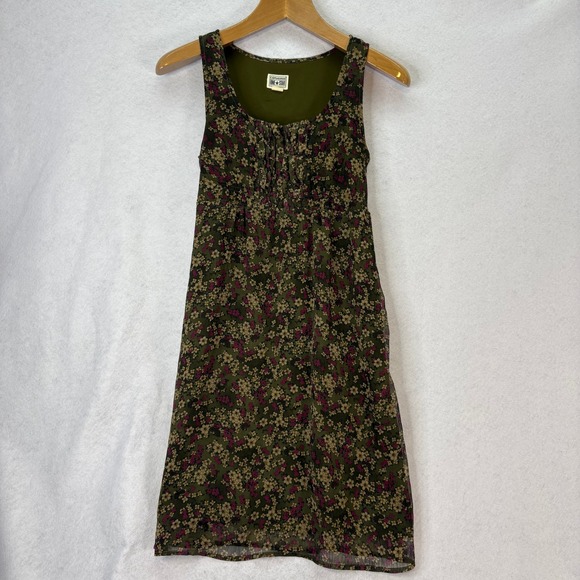 Converse Dresses & Skirts - Converse One Star Womens‎ Small Green Floral Dress Sleeveless Summer Dress 90's